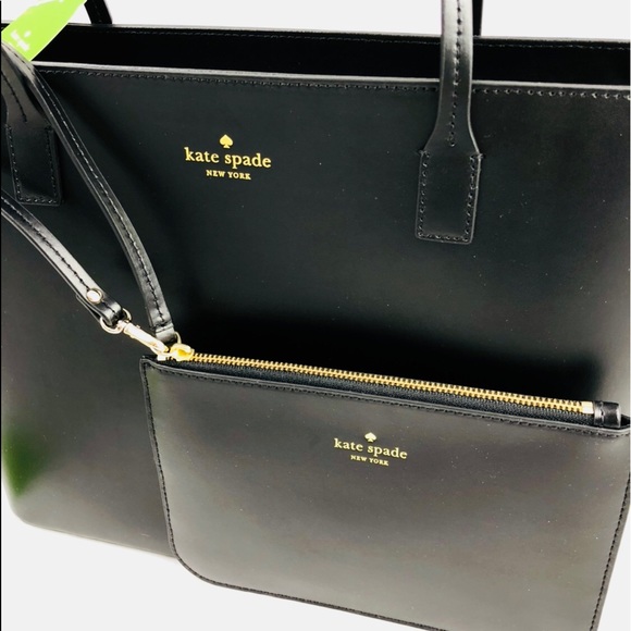 ❤️Host Pick❤️New! Kate Spade Black Leather Tote Bag Set - Picture 4 of 7